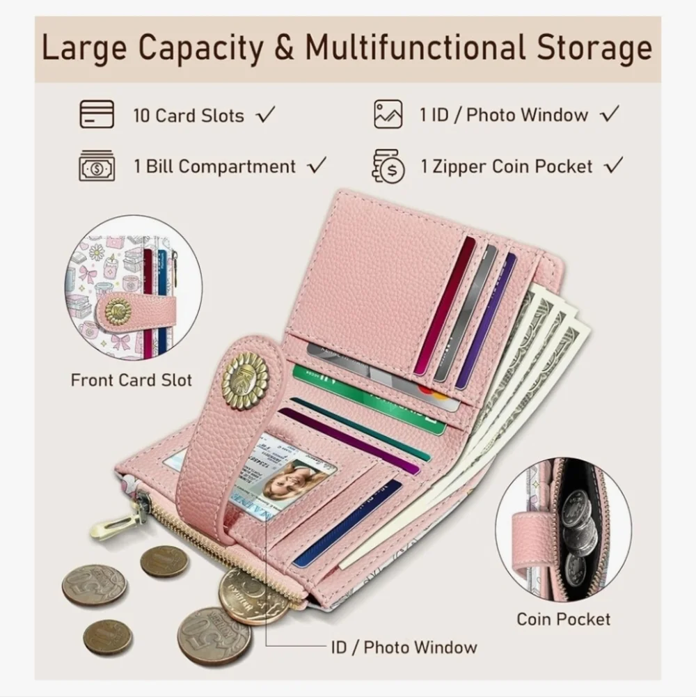 Cute Pink and White RFID-Blocking Wallet